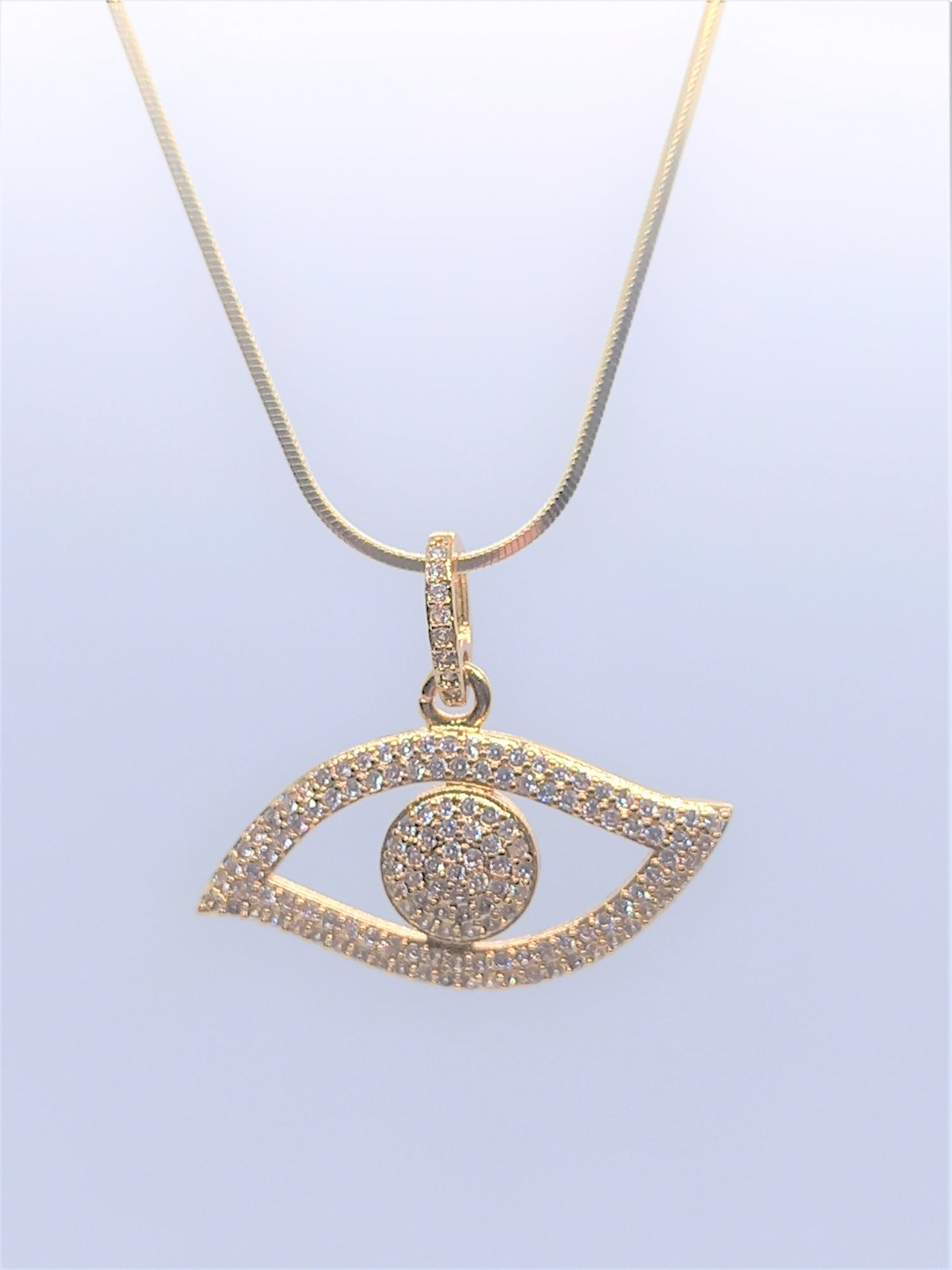 Gold Filled 108 Charm Necklaces - Cubic Zirconia Pave Eye