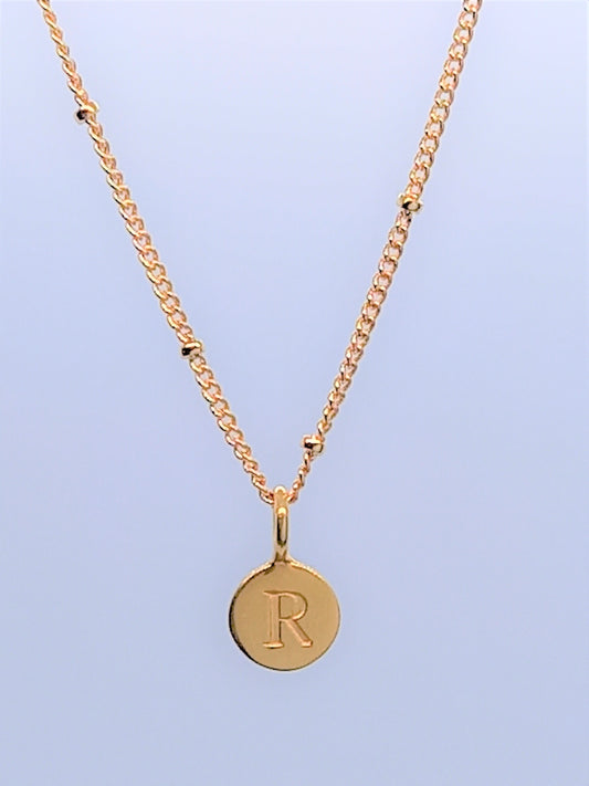 Gold Initial Charm Necklaces A-Z  - Initial Necklace R