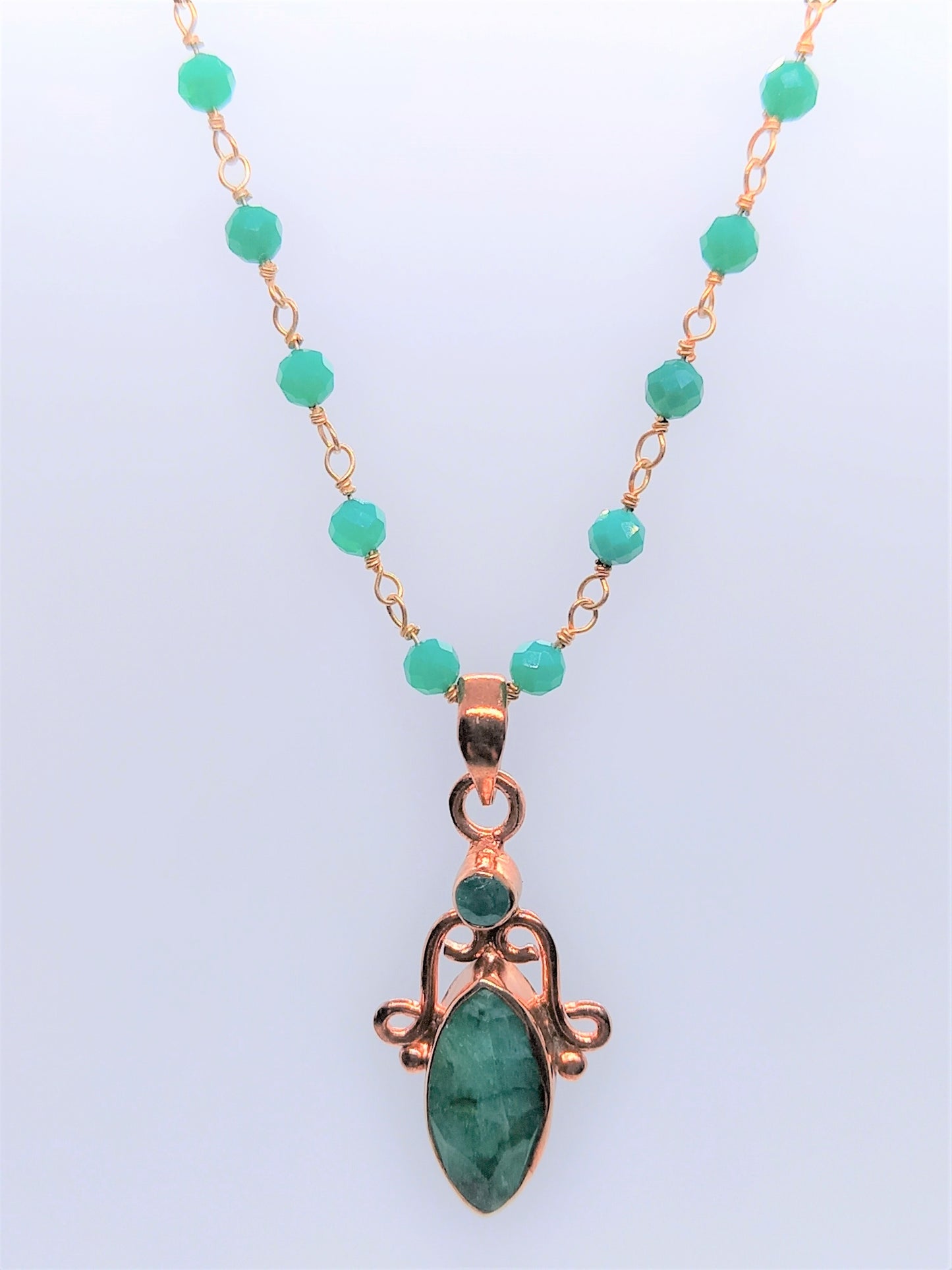 Serenity Jewellery - Emerald on Green Onyx chain