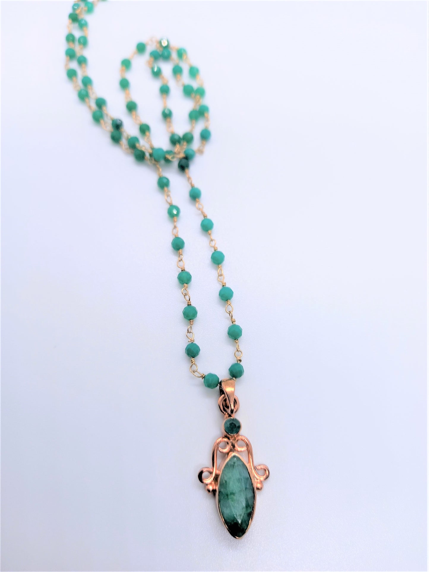 Serenity Jewellery - Emerald on Green Onyx chain