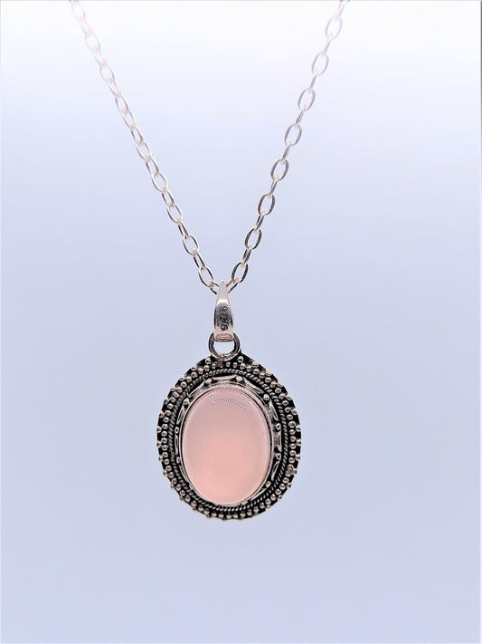 Sterling Silver Necklaces - Rose Quartz Sterling Silver Necklace