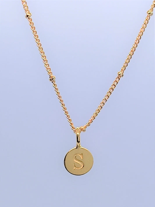 Gold Initial Charm Necklaces A-Z  - Initial Necklace S