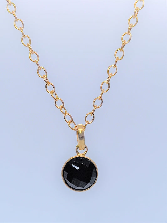 Serenity Jewellery - Black Onyx on Gold over Silver chain