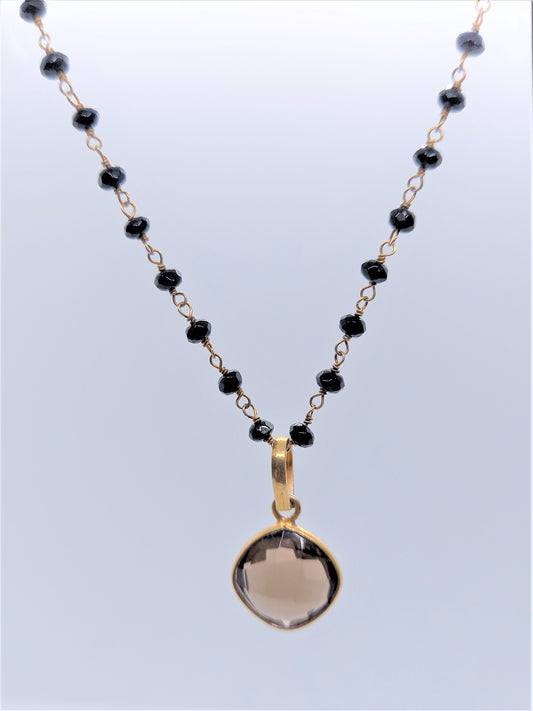 Serenity Jewellery - Smokey Quartz on Black Onyx chain