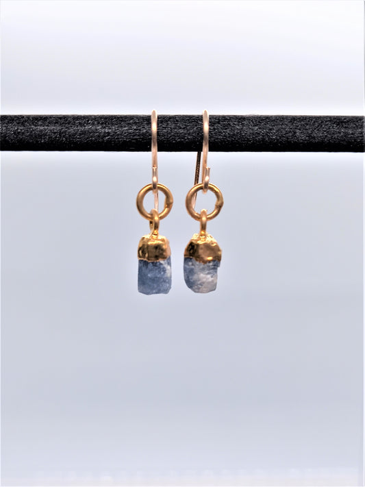 Birthstone Raw Gem Earrings - Sapphire September