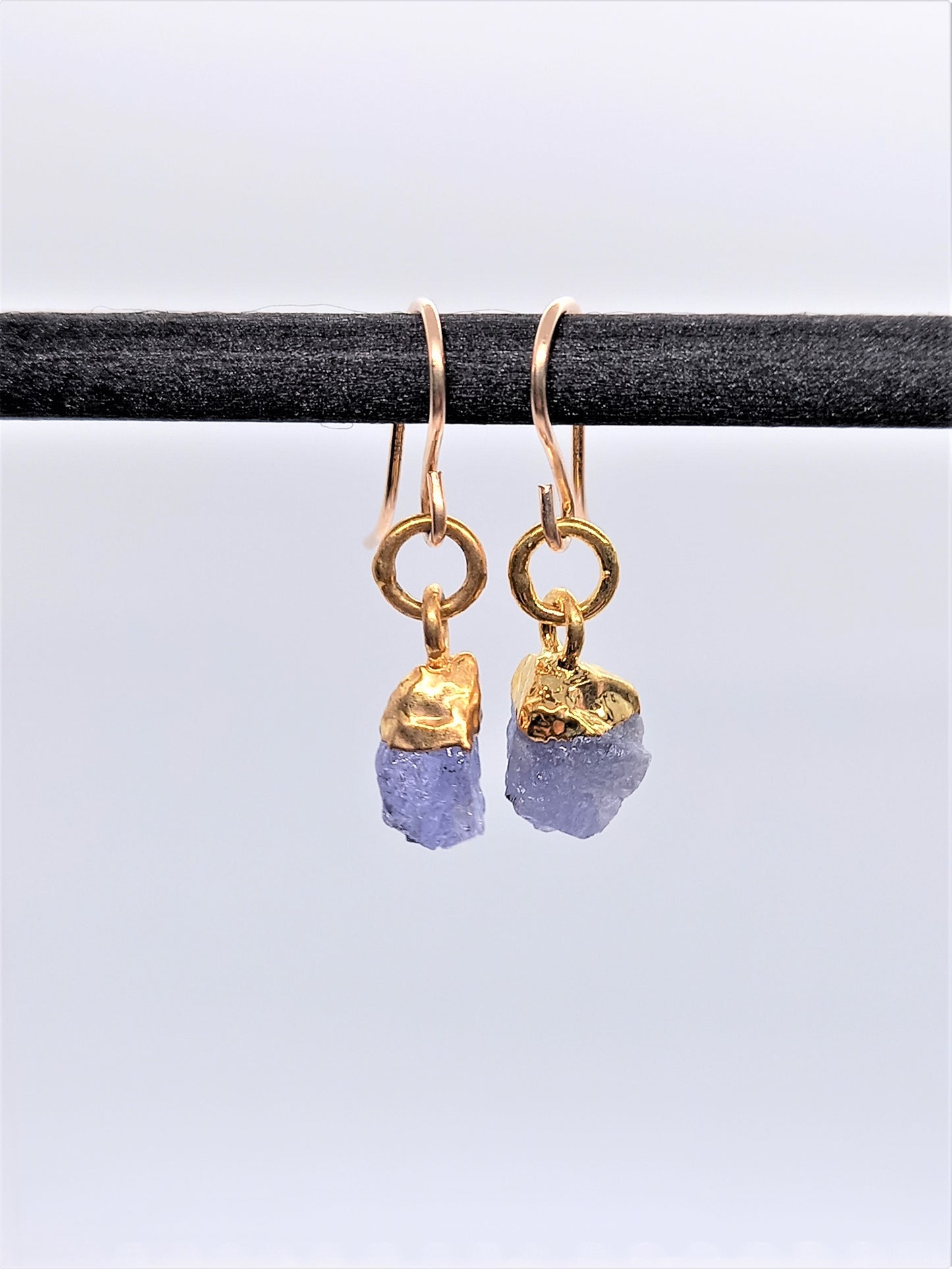 Birthstone Raw Gem Earrings - Tanzanite December