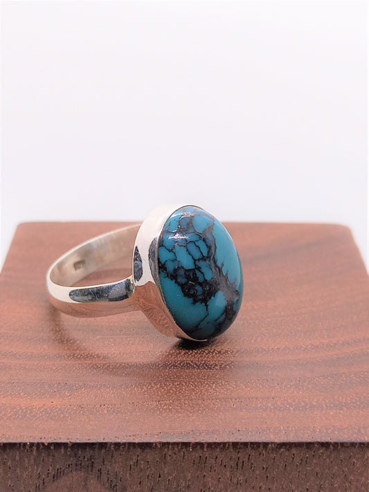 Sterling Silver Gemstone Rings - Turquoise Bluegreen Sterling Silver Ring