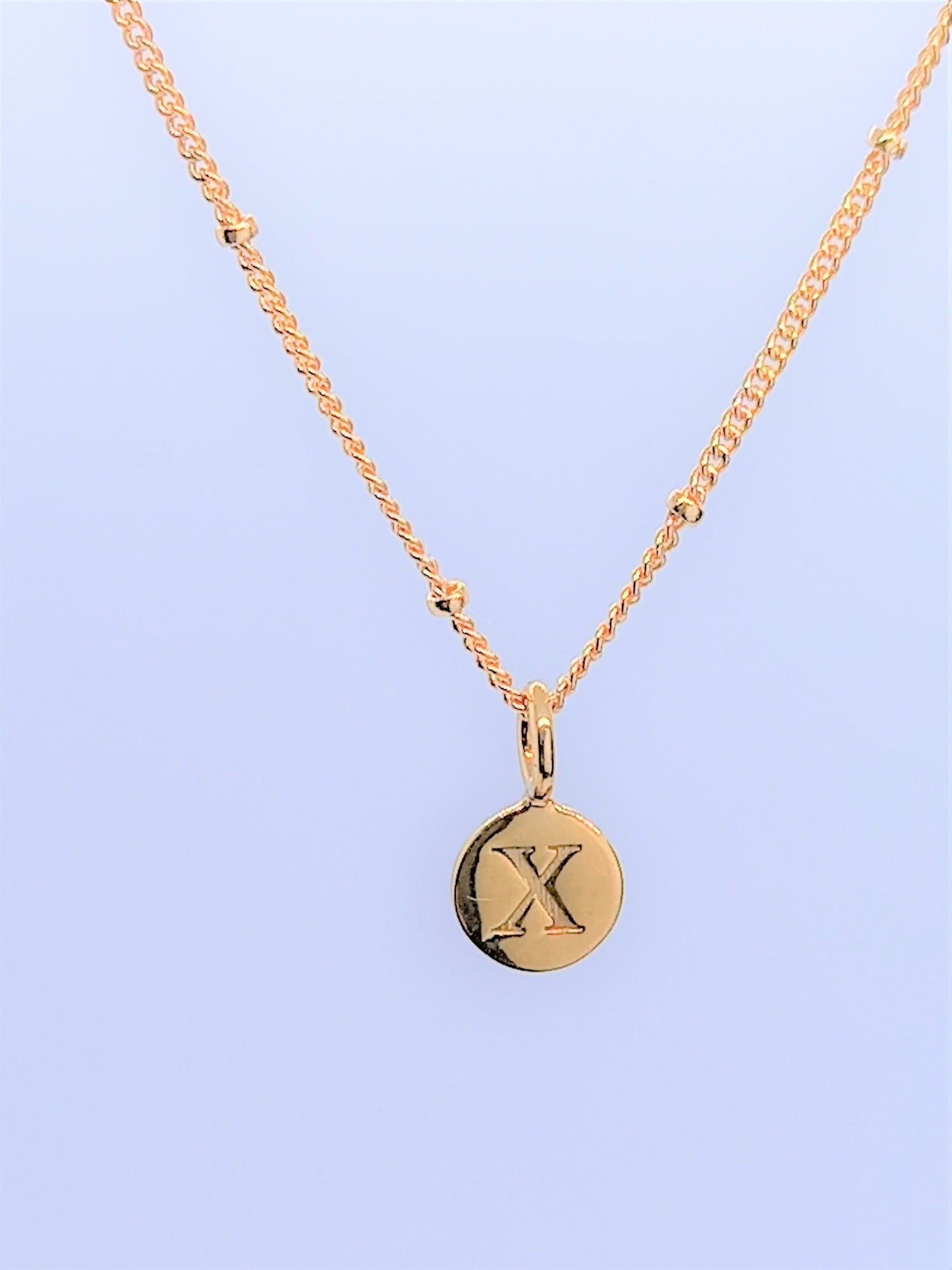 Gold Initial Charm Necklaces A-Z  - Initial Necklace X