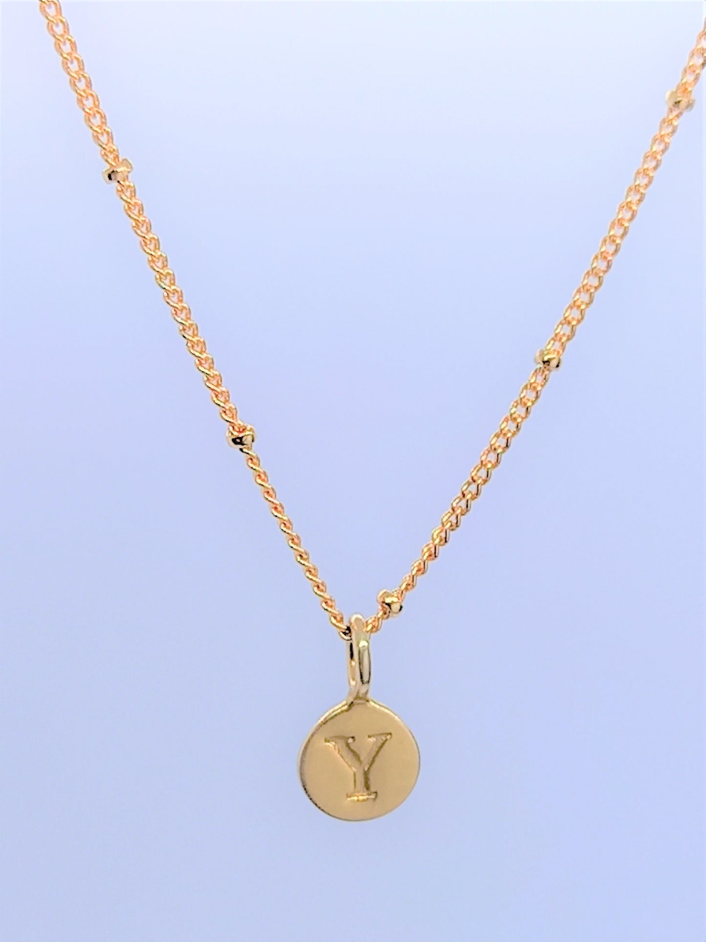 Gold Initial Charm Necklaces A-Z  - Initial Necklace Y