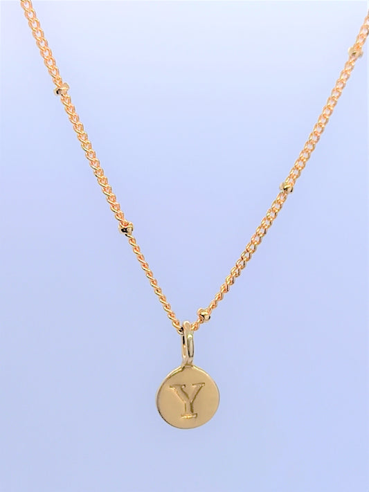 Gold Initial Charm Necklaces A-Z  - Initial Necklace Y