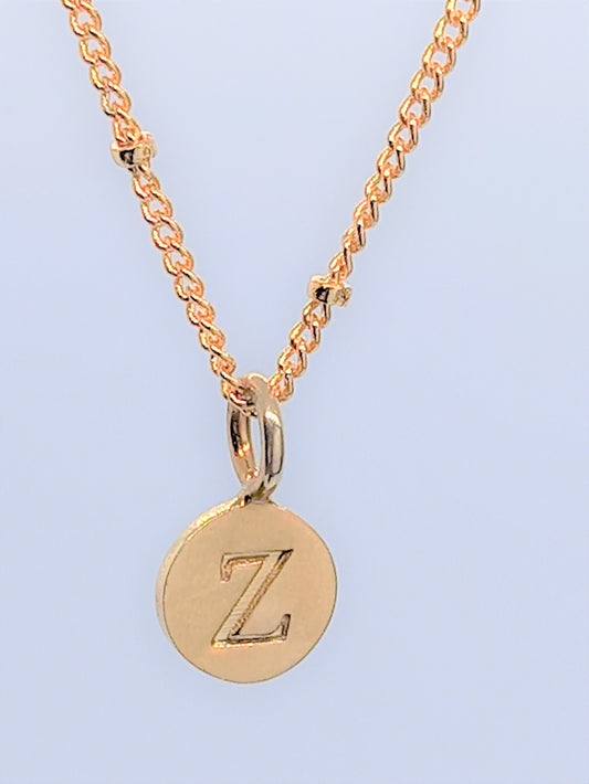 Gold Initial Charm Necklaces A-Z  - Initial Necklace Z