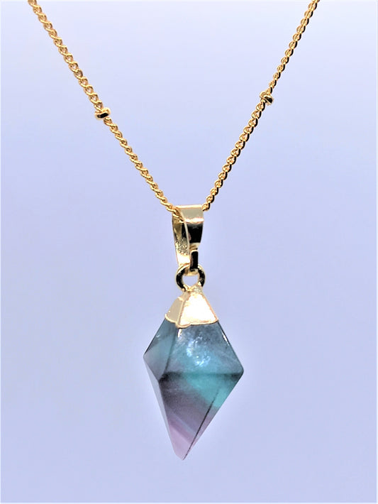 Gemstone Necklaces - Fluorite Diamond Pendant