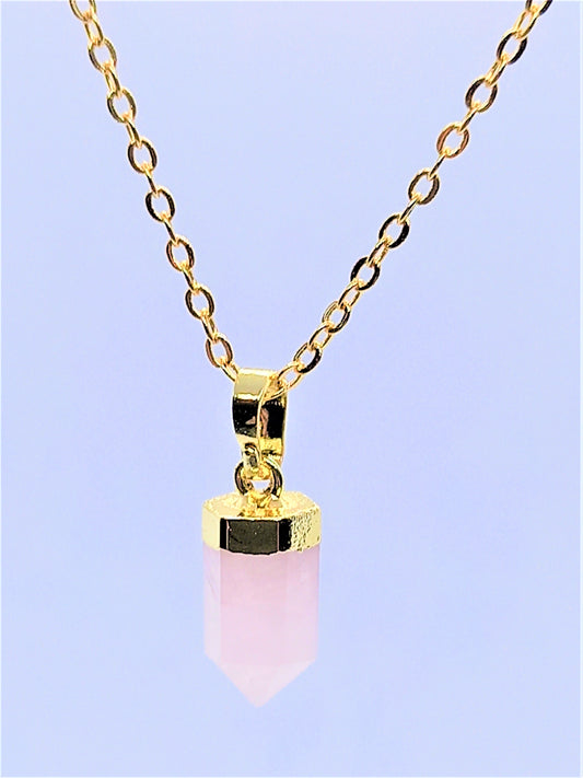 Gemstone Necklaces - Rose Quartz Point Necklace